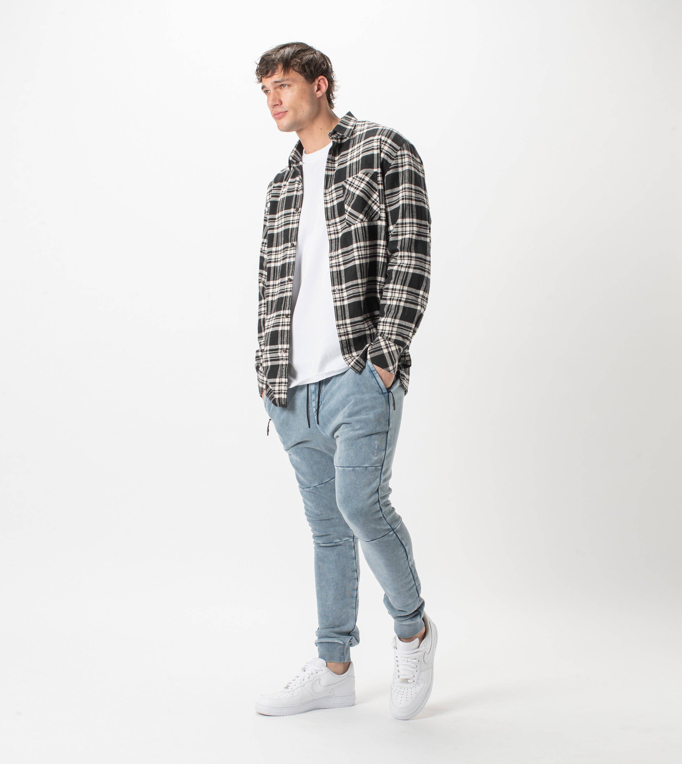 Work Flannel LS Shirt Black/Milk