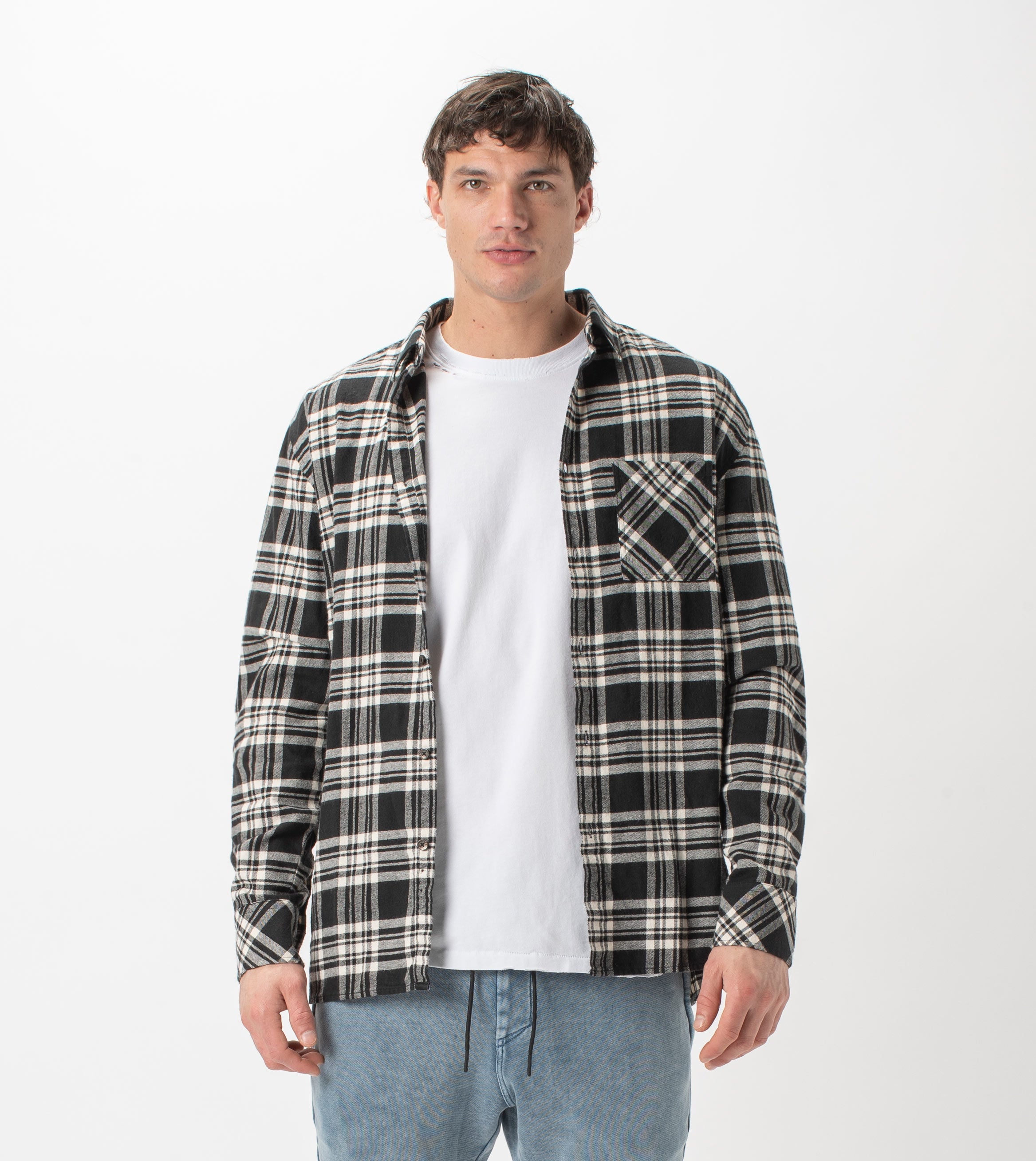 Work Flannel LS Shirt Black/Milk