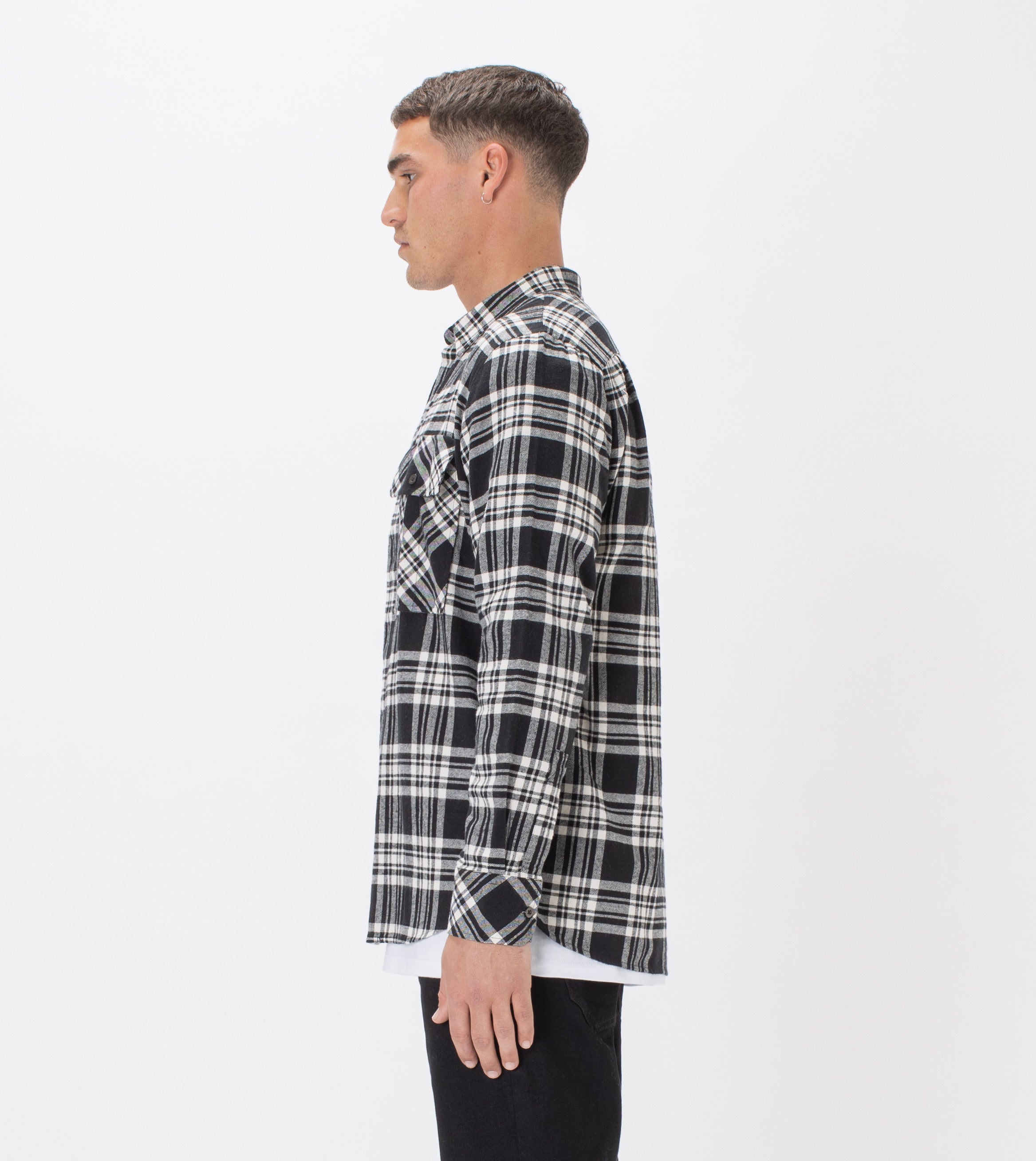 Work Flannel LS Shirt Black/Milk