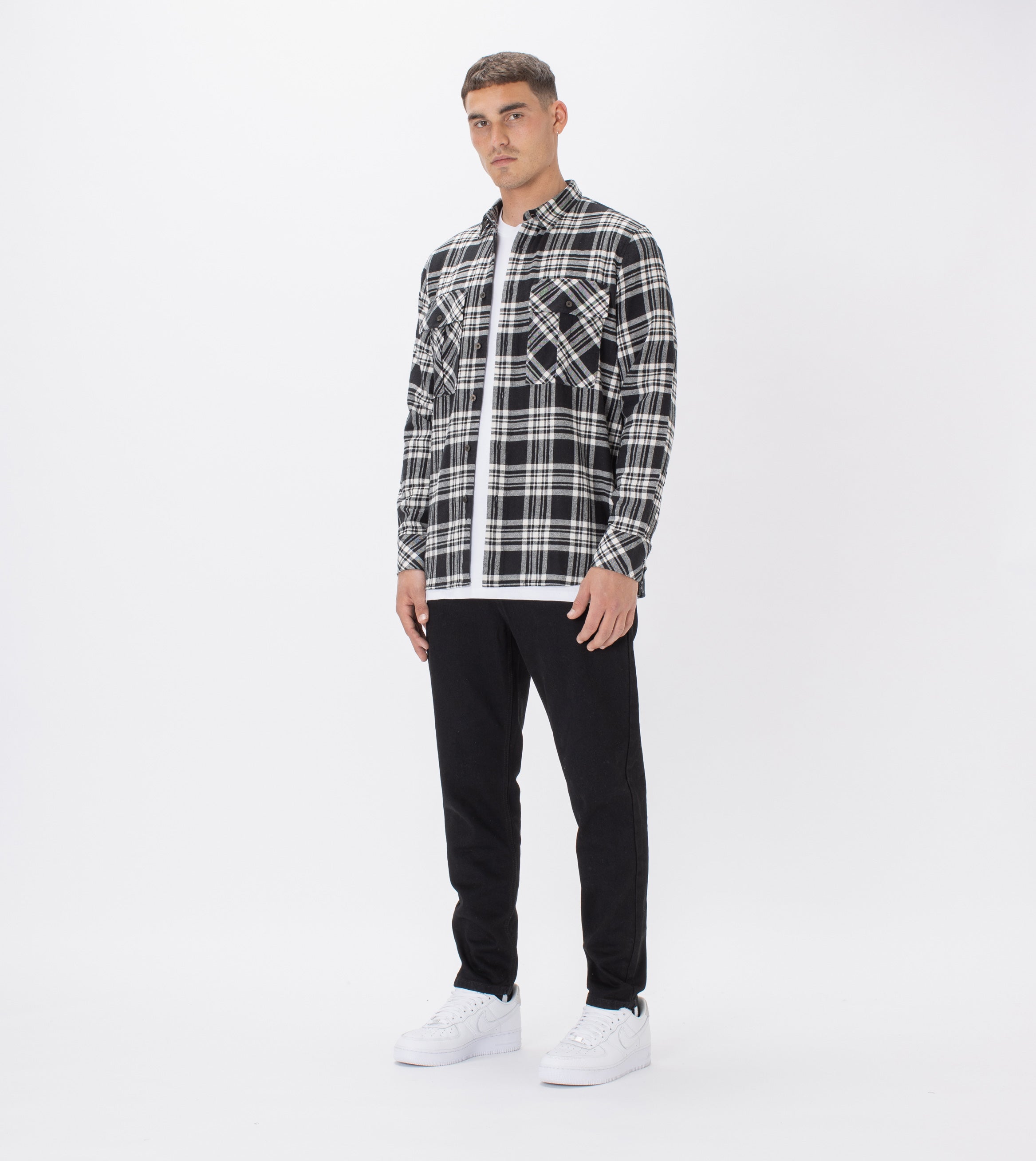Work Flannel LS Shirt Black/Milk