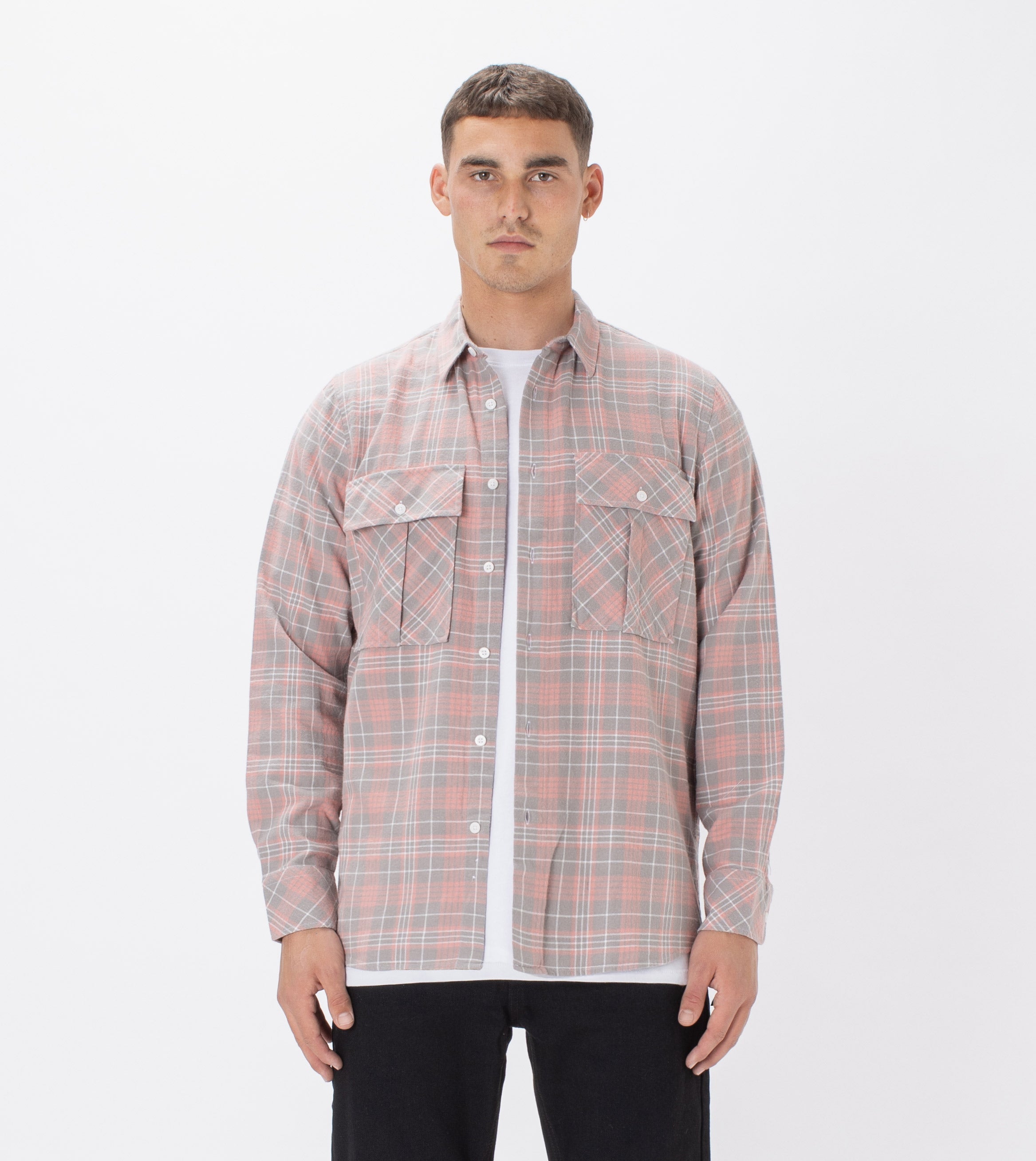 Work Flannel LS Shirt Washed Peach