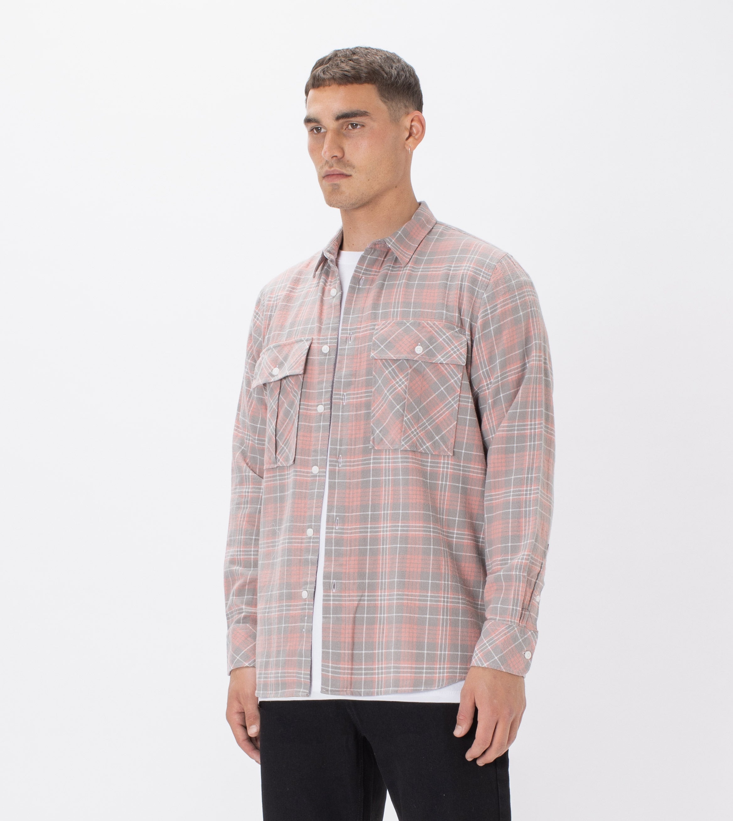 Work Flannel LS Shirt Washed Peach