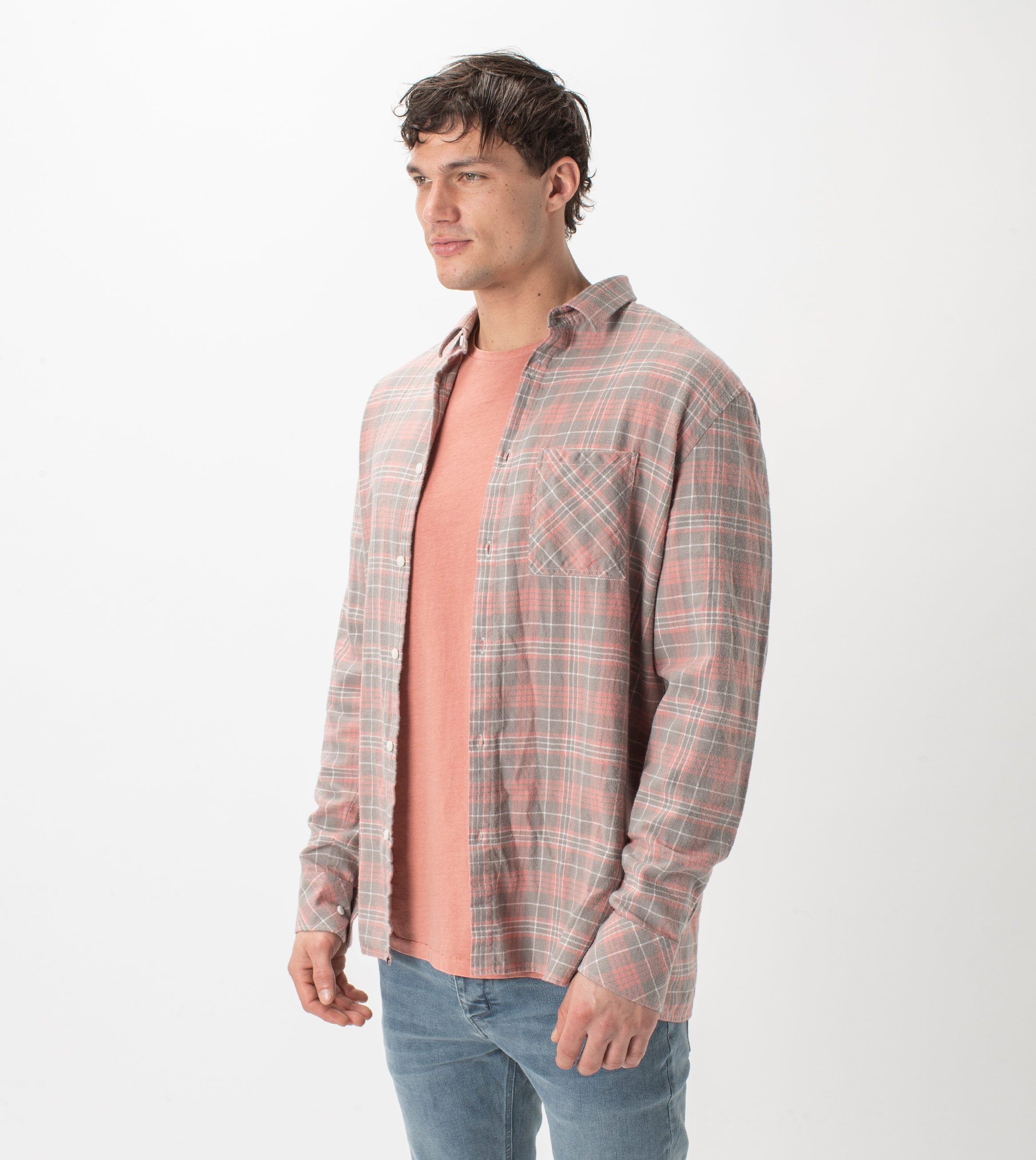 Work Flannel LS Shirt Washed Peach