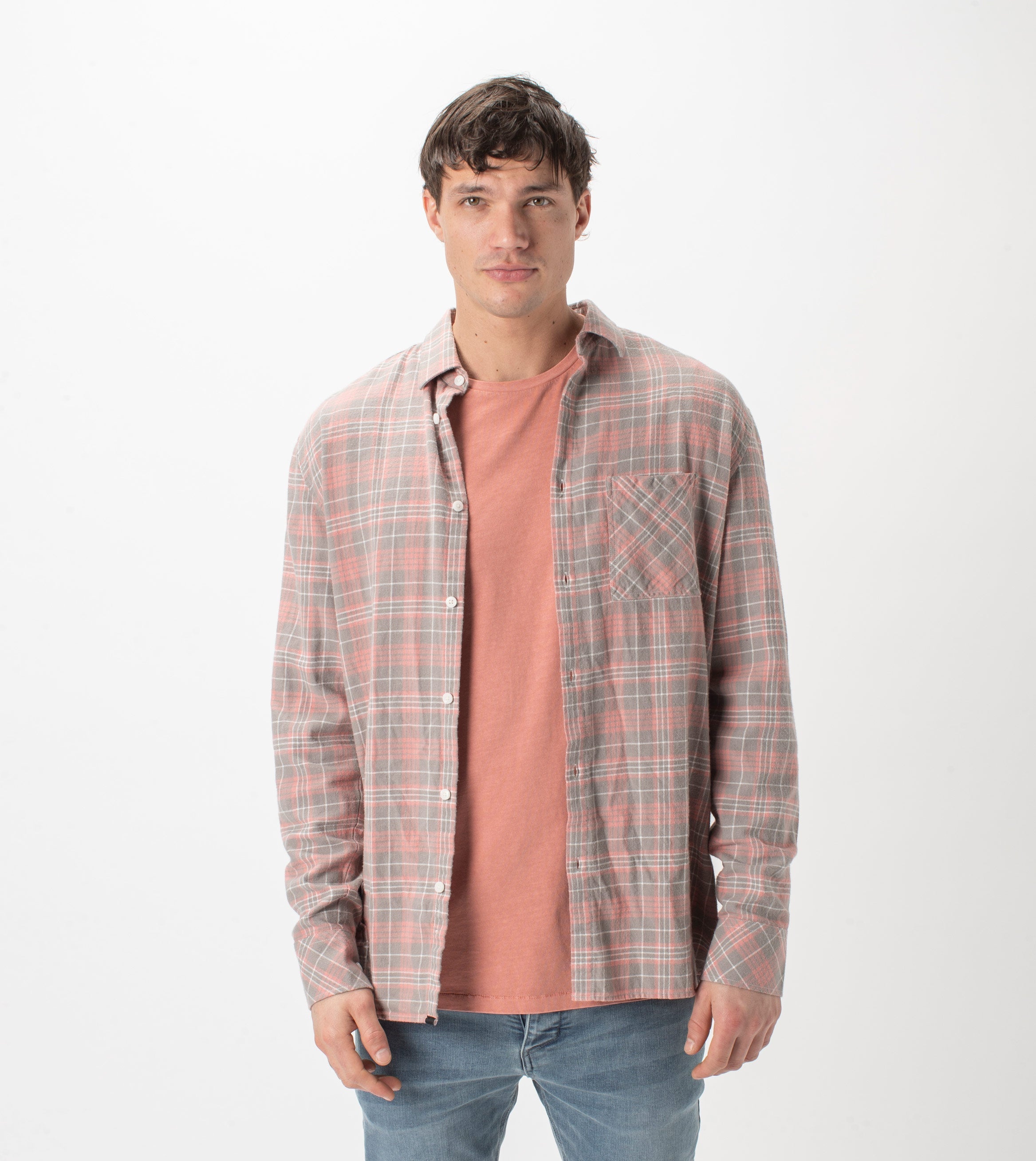 Work Flannel LS Shirt Washed Peach