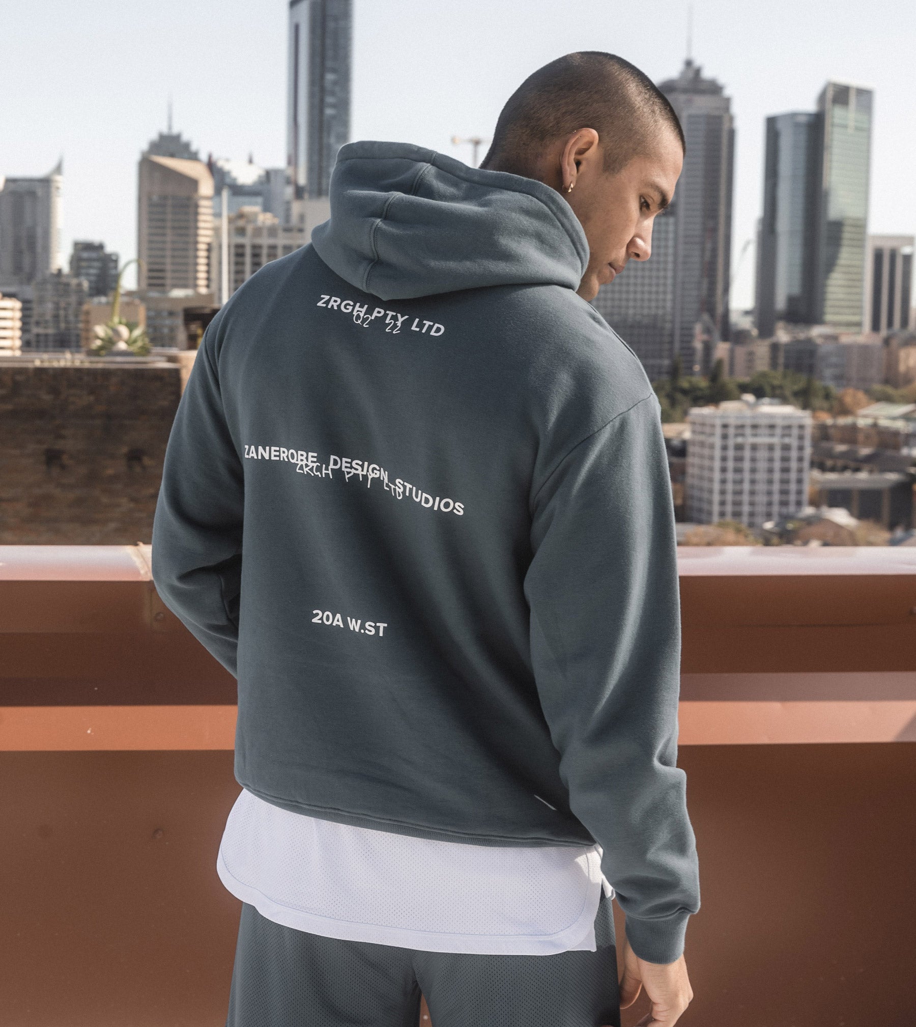 ZRGH Orgo Hood Sweat Dk Aqua