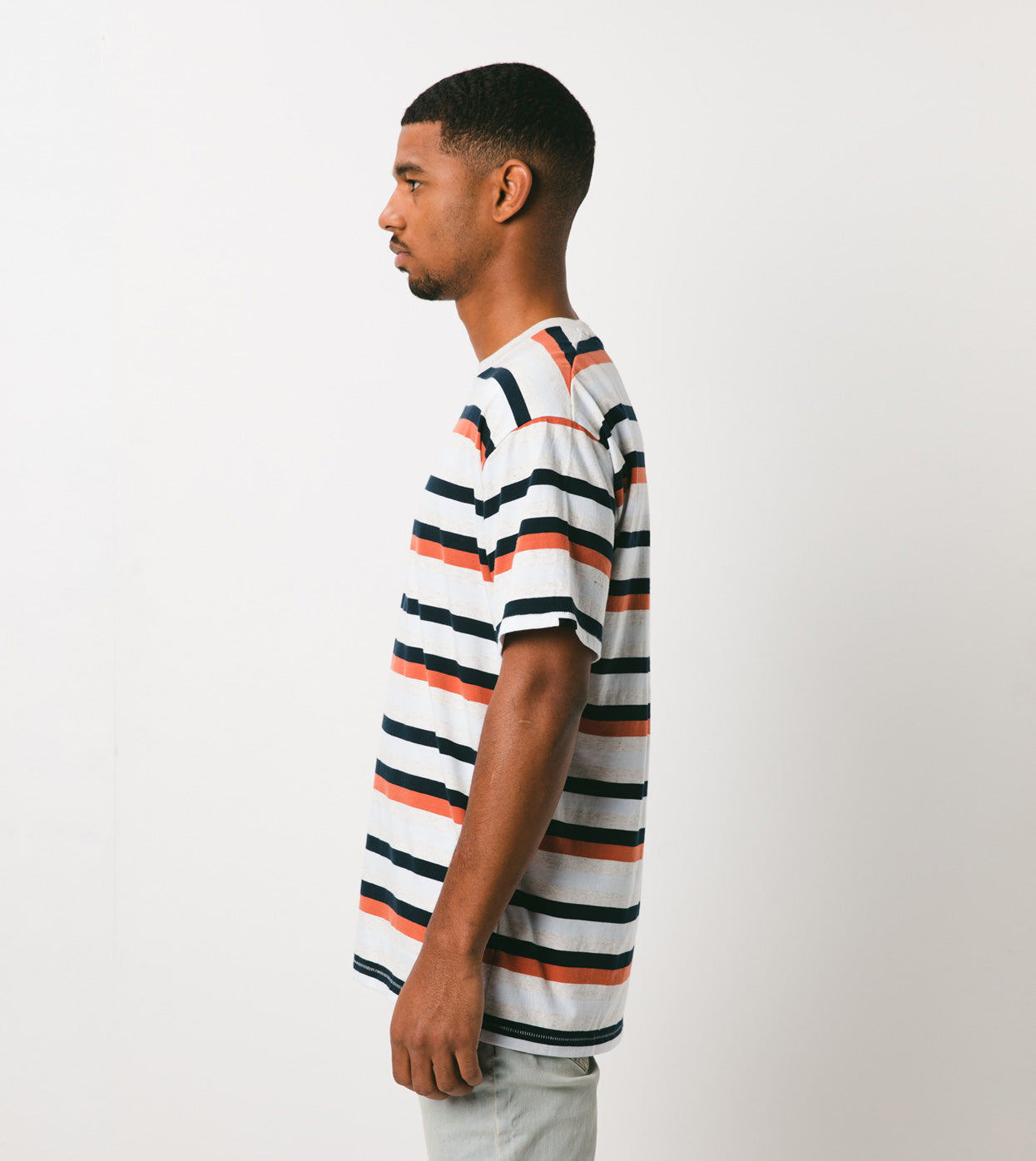 Quad-Stripe Box Tee White Marle/Clay - Sale